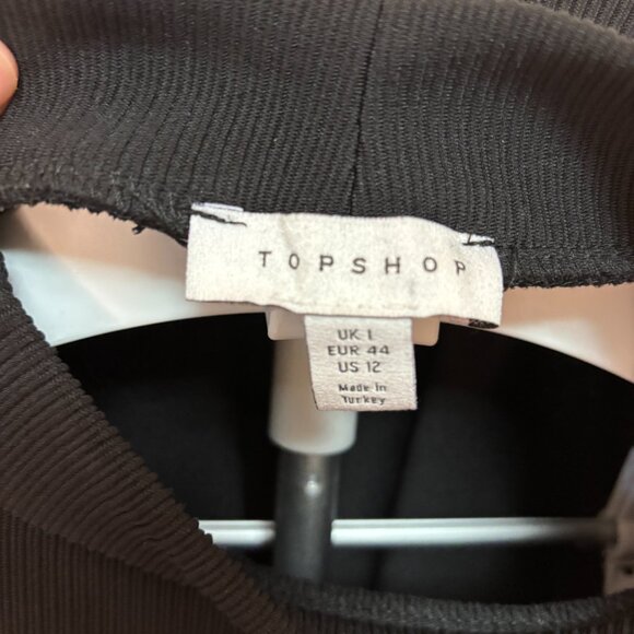 Topshop Like New Thick Mock Neck Ribbed Long sleeve Black Bodysuit Sz 12 - Picture 5 of 14